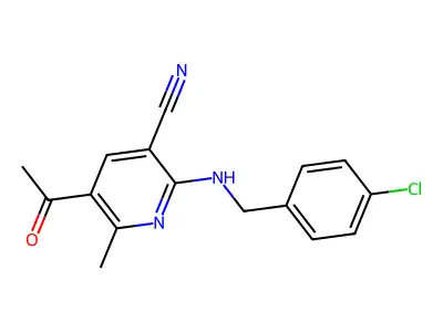 5-Acetyl-2-[(4-chlorobenzyl)amino]-6-methylnicotinonitrile structure