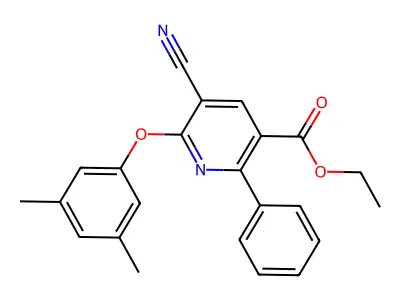 Ethyl 5-cyano-6-(3,5-dimethylphenoxy)-2-phenylnicotinate structure