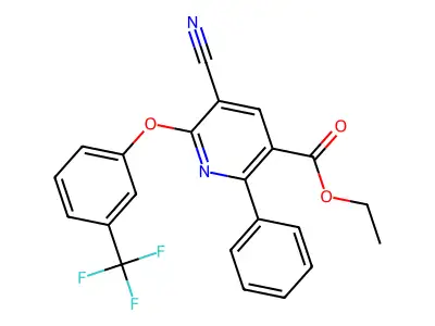 Ethyl 5-cyano-2-phenyl-6-[3-(trifluoromethyl)phenoxy]pyridine-3-carboxylate structure
