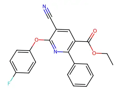 Ethyl 5-cyano-6-(4-fluorophenoxy)-2-phenylnicotinate structure