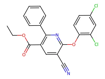 Ethyl 5-cyano-6-(2,4-dichlorophenoxy)-2-phenylpyridine-3-carboxylate structure