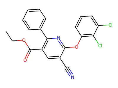 Ethyl 5-cyano-6-(2,3-dichlorophenoxy)-2-phenylnicotinate structure
