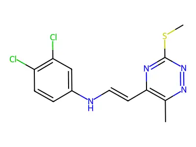 3,4-dichloro-N-[2-(6-methyl-3-methylsulfanyl-1,2,4-triazin-5-yl)ethenyl]aniline structure