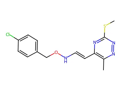 5-(2-{[(4-chlorobenzyl)oxy]amino}vinyl)-6-methyl-3-(methylsulfanyl)-1,2,4-triazine structure