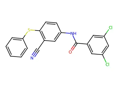 3,5-dichloro-N-[3-cyano-4-(phenylsulfanyl)phenyl]benzenecarboxamide structure