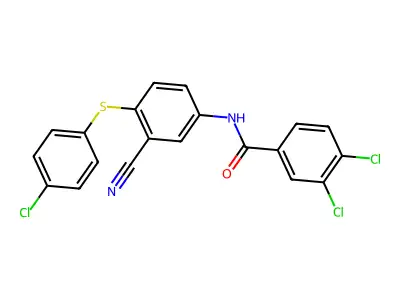 3,4-dichloro-N-{4-[(4-chlorophenyl)sulfanyl]-3-cyanophenyl}benzenecarboxamide structure