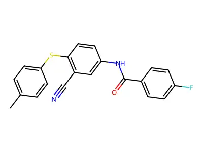 N-[3-cyano-4-[(4-methylphenyl)thio]phenyl]-4-fluorobenzamide structure