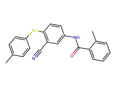 N-{3-cyano-4-[(4-methylphenyl)sulfanyl]phenyl}-2-methylbenzenecarboxamide structure