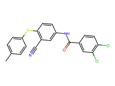 3,4-dichloro-N-{3-cyano-4-[(4-methylphenyl)sulfanyl]phenyl}benzenecarboxamide structure