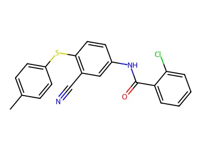2-chloro-N-{3-cyano-4-[(4-methylphenyl)sulfanyl]phenyl}benzenecarboxamide structure