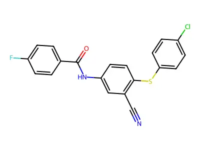 N-{4-[(4-chlorophenyl)sulfanyl]-3-cyanophenyl}-4-fluorobenzenecarboxamide structure