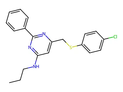 N-(6-{[(4-chlorophenyl)sulfanyl]methyl}-2-phenyl-4-pyrimidinyl)-N-propylamine structure