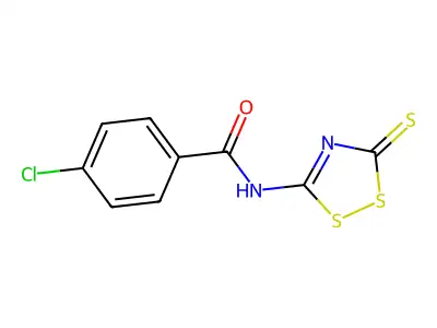 4-chloro-N-(3-thioxo-3H-1,2,4-dithiazol-5-yl)benzenecarboxamide structure