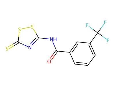 N-(3-thioxo-3H-1,2,4-dithiazol-5-yl)-3-(trifluoromethyl)benzenecarboxamide structure