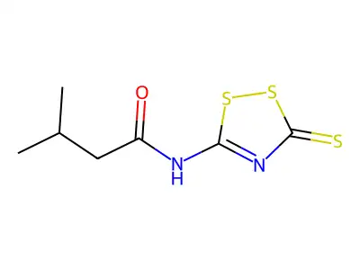 3-methyl-N-(3-thioxo-3H-1,2,4-dithiazol-5-yl)butanamide structure
