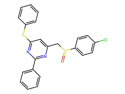 4-Chlorophenyl [2-phenyl-6-(phenylsulfanyl)-4-pyrimidinyl]methyl sulfoxide structure