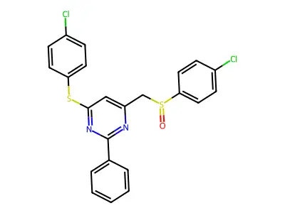 4-(4-Chlorophenyl)sulfanyl-6-[(4-chlorophenyl)sulfinylmethyl]-2-phenylpyrimidine structure