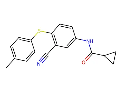 N-{3-cyano-4-[(4-methylphenyl)sulfanyl]phenyl}cyclopropanecarboxamide structure