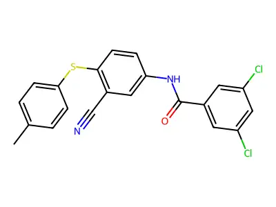 3,5-dichloro-N-{3-cyano-4-[(4-methylphenyl)sulfanyl]phenyl}benzenecarboxamide structure