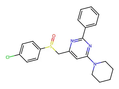 4-Chlorophenyl (2-phenyl-6-piperidino-4-pyrimidinyl)methyl sulfoxide structure