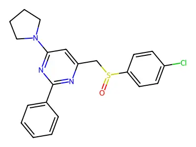 4-Chlorophenyl [2-phenyl-6-(1-pyrrolidinyl)-4-pyrimidinyl]methyl sulfoxide structure