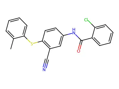 2-chloro-N-{3-cyano-4-[(2-methylphenyl)sulfanyl]phenyl}benzenecarboxamide structure