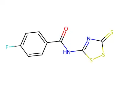 4-fluoro-N-(3-thioxo-3H-1,2,4-dithiazol-5-yl)benzamide structure