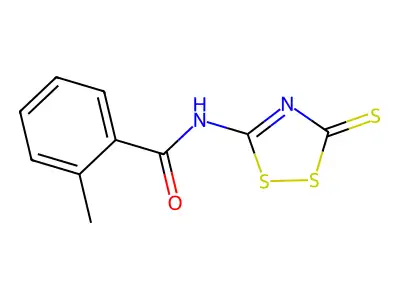 2-methyl-N-(3-thioxo-3H-1,2,4-dithiazol-5-yl)benzenecarboxamide structure