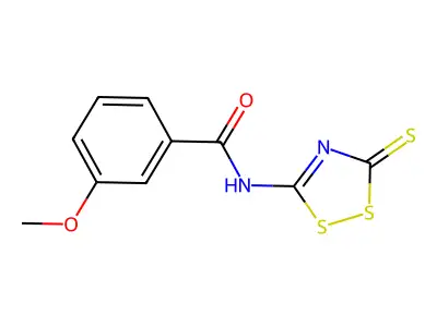 3-methoxy-N-(5-sulfanylidene-1,2,4-dithiazol-3-yl)benzamide structure