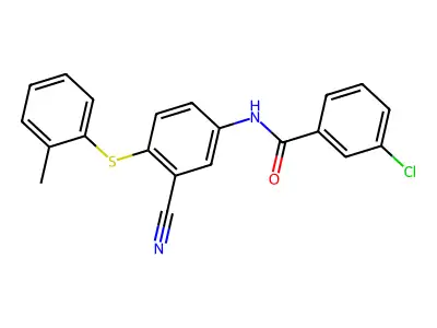 3-chloro-N-{3-cyano-4-[(2-methylphenyl)sulfanyl]phenyl}benzenecarboxamide structure