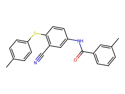 N-{3-cyano-4-[(4-methylphenyl)sulfanyl]phenyl}-3-methylbenzenecarboxamide structure