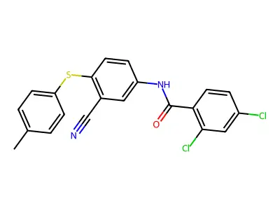 2,4-dichloro-N-{3-cyano-4-[(4-methylphenyl)sulfanyl]phenyl}benzenecarboxamide structure