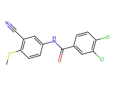 3,4-Dichloro-N-(3-cyano-4-(methylsulfanyl)phenyl)benzenecarboxamide structure