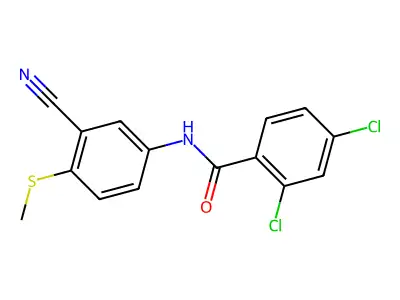 2,4-Dichloro-N-(3-cyano-4-(methylsulfanyl)phenyl)benzenecarboxamide structure