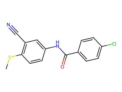 4-Chloro-N-(3-cyano-4-(methylsulfanyl)phenyl)benzenecarboxamide structure