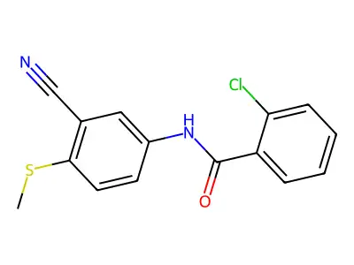 2-Chloro-N-(3-cyano-4-(methylsulfanyl)phenyl)benzenecarboxamide structure
