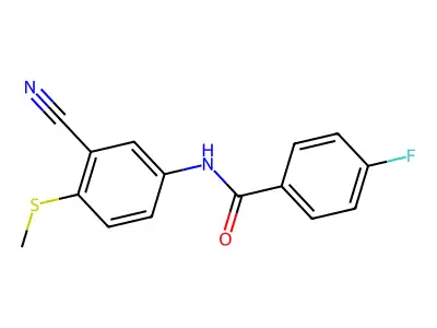 N-[3-cyano-4-(methylsulfanyl)phenyl]-4-fluorobenzenecarboxamide structure