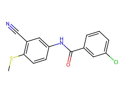 3-Chloro-N-(3-cyano-4-(methylsulfanyl)phenyl)benzenecarboxamide structure