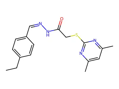 2-[(4,6-dimethylpyrimidin-2-yl)sulfanyl]-N'-[(E)-(4-ethylphenyl)methylidene]acetohydrazide structure