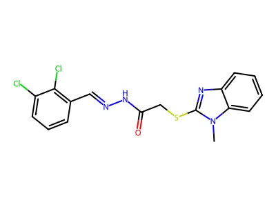 N-[(E)-(2,3-dichlorophenyl)methylideneamino]-2-(1-methylbenzimidazol-2-yl)sulfanylacetamide structure