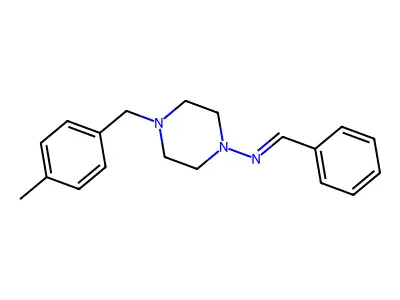 N-Benzylidene-4-(4-methylbenzyl)-1-piperazinamine structure