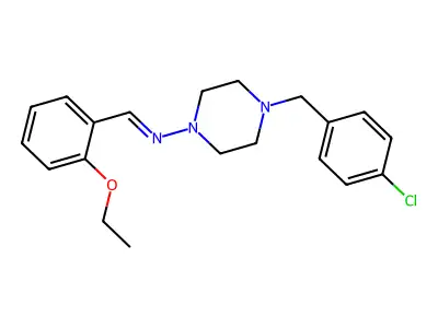 4-(4-chlorobenzyl)-N-[(E)-(2-ethoxyphenyl)methylidene]-1-piperazinamine structure