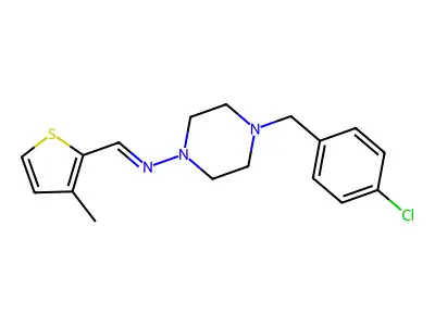 4-(4-chlorobenzyl)-N-[(E)-(3-methyl-2-thienyl)methylidene]-1-piperazinamine structure