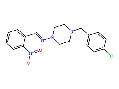 4-(4-chlorobenzyl)-N-[(E)-(2-nitrophenyl)methylidene]piperazin-1-amine structure