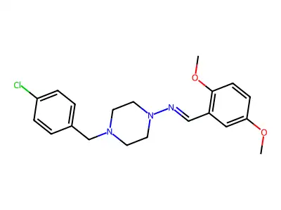 4-(4-chlorobenzyl)-N-[(E)-(2,5-dimethoxyphenyl)methylidene]-1-piperazinamine structure