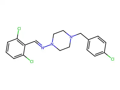 4-(4-chlorobenzyl)-N-[(E)-(2,6-dichlorophenyl)methylidene]-1-piperazinamine structure