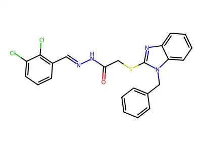 2-(1-benzylbenzimidazol-2-yl)sulfanyl-N-[(E)-(2,3-dichlorophenyl)methylideneamino]acetamide structure
