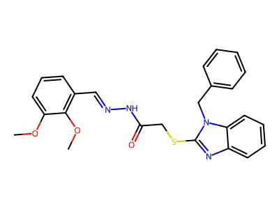 2-[(1-benzyl-1H-benzimidazol-2-yl)sulfanyl]-N'-[(E)-(2,3-dimethoxyphenyl)methylidene]acetohydrazide structure