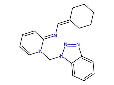 (2Z)-1-(1H-1,2,3-Benzotriazol-1-ylmethyl)-N-(cyclohexylidenemethyl)-1,2-dihydropyridin-2-imine structure