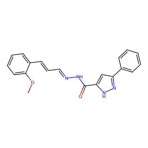 N'-[(1E,2E)-3-(2-methoxyphenyl)prop-2-en-1-ylidene]-3-phenyl-1H-pyrazole-5-carbohydrazide structure